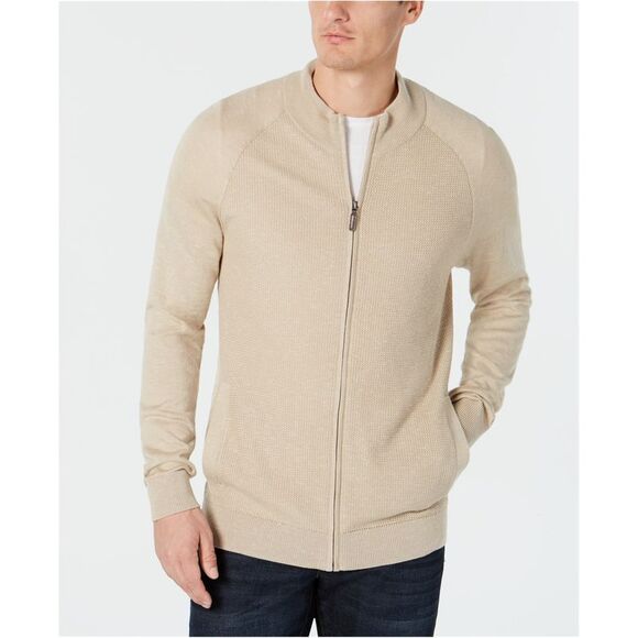 Club Room Mens Textured Cardigan Sweater, beiges, L - Picture 1 of 1